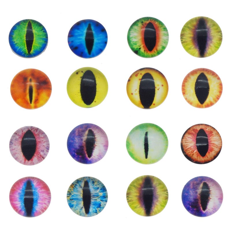 JJG 20PCS 30mm Dragon Eyes Round Glass Cabochon Flatback Jewelry Findings Horse Eyes Cat Eyes Doll Eye Dome Cameo Pendant Settings in Pairs - Image 4